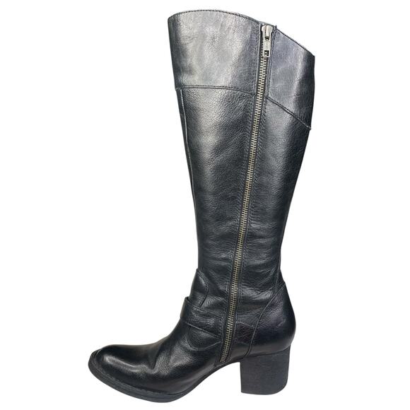 Born Women’s Shaylee Black Leather Side Zip Riding Boots Size US 6 - Picture 2 of 13